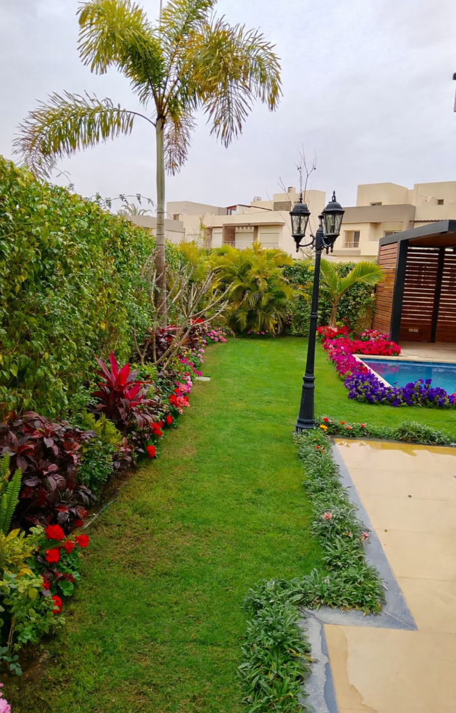 تصميم ممر حديقة بالنجيل الطبيعي بعد التنفيذ