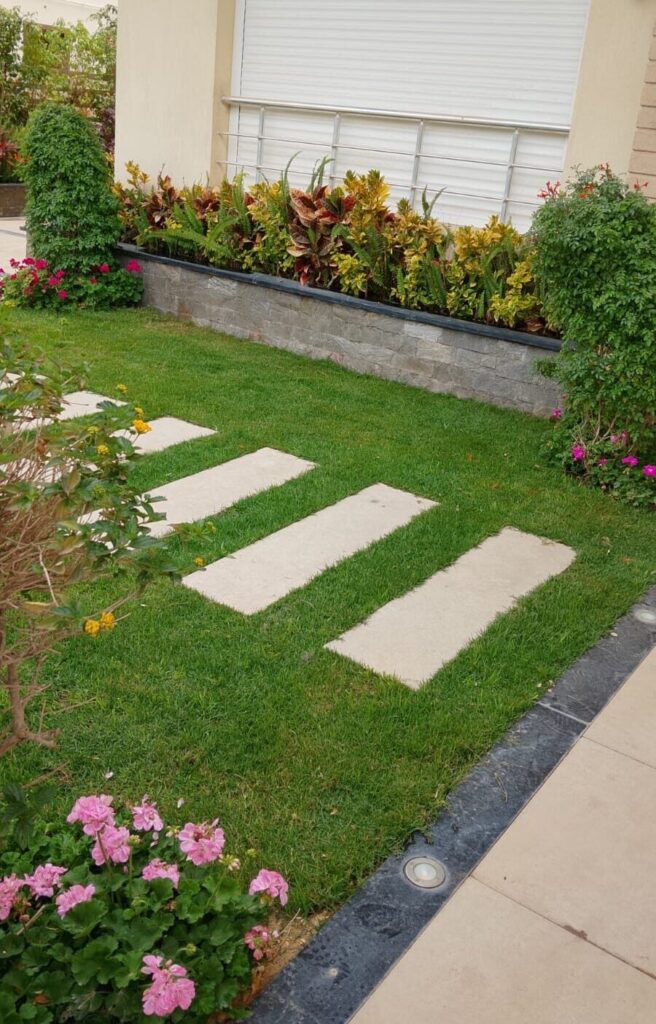 زراعة نباتات وزهور طبيعية ضمن تصميم الحديقة